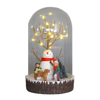 Snowman Scene Glass Cloche Table Top - ironyhome