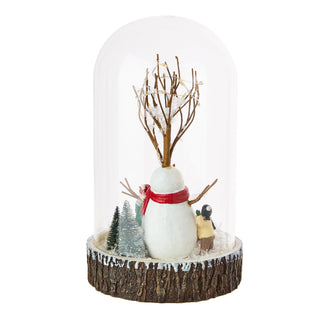 Snowman Scene Glass Cloche Table Top - ironyhome