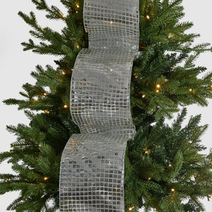 Soft Metallic Silver Christmas Tree Ribbon - ironyhome