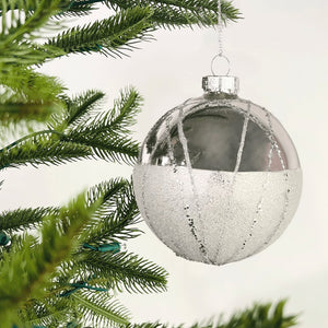 Sparkling Silver Ball Ornament with Matte Finish - Set of 4 - ironyhome