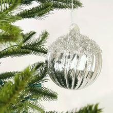 Sparkling Silver Glitter Ball Ornament - Set of 4 - ironyhome