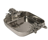 Square Dish With Antique Rose Detailing Small - ironyhome
