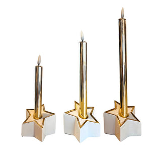 Star Candle Holder with LED Glass Taper - ironyhome