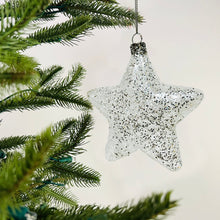 Star Ornament with White Glitter - Set of 6 - ironyhome
