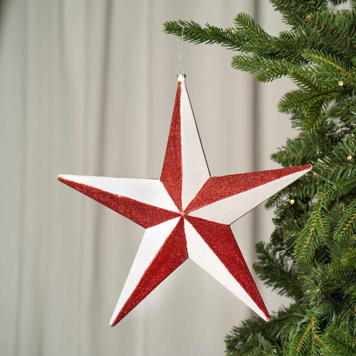 Star with White Glitter Ornament