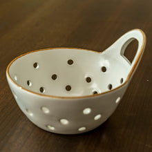Stoneware Colander Bowl with Tan Rim - ironyhome