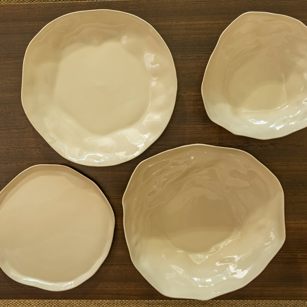 Stoneware Large Pearl White Flat Dining Plate