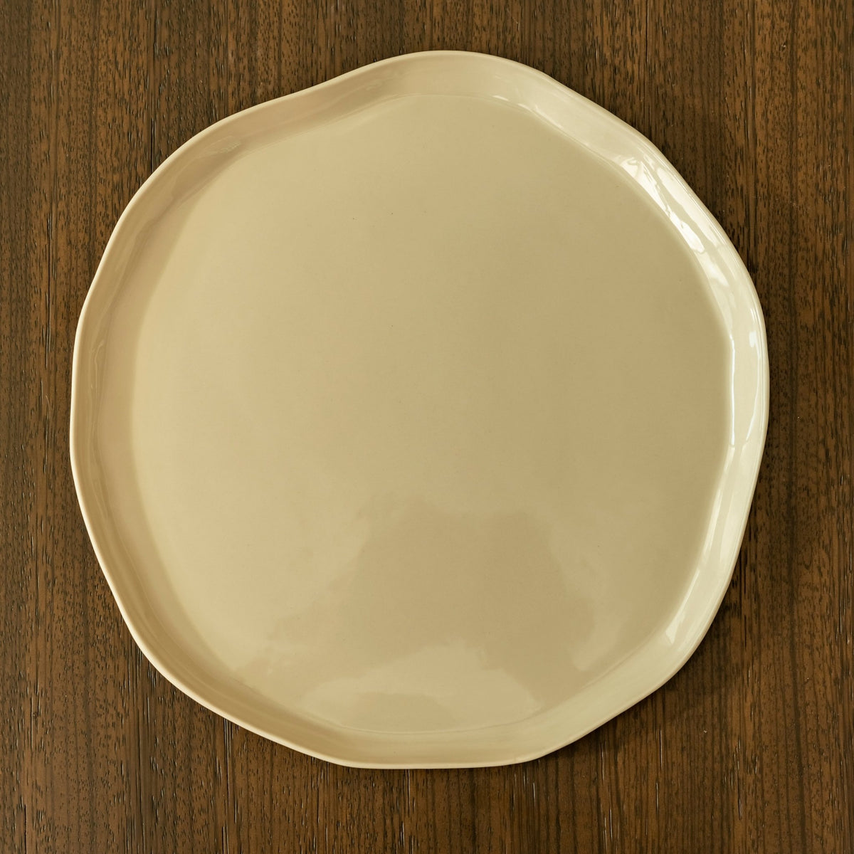 Stoneware Large Pearl White Flat Dining Plate