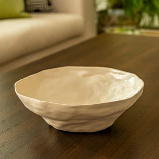 Stoneware Pearl White Serving Bowls - ironyhome