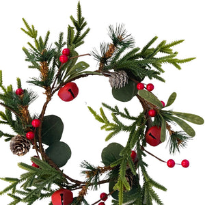 Sweet Red Berries with Bell Candle Ring Wreath - ironyhome