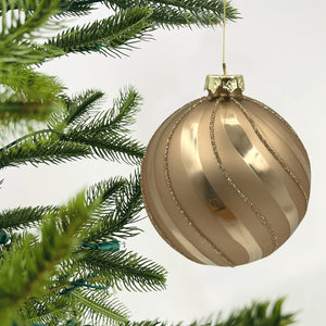 Taupe Swirl Ball Ornament - Set of 4 - ironyhome