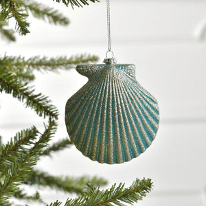 Teal Seashell Ornament - Set of 6 - ironyhome