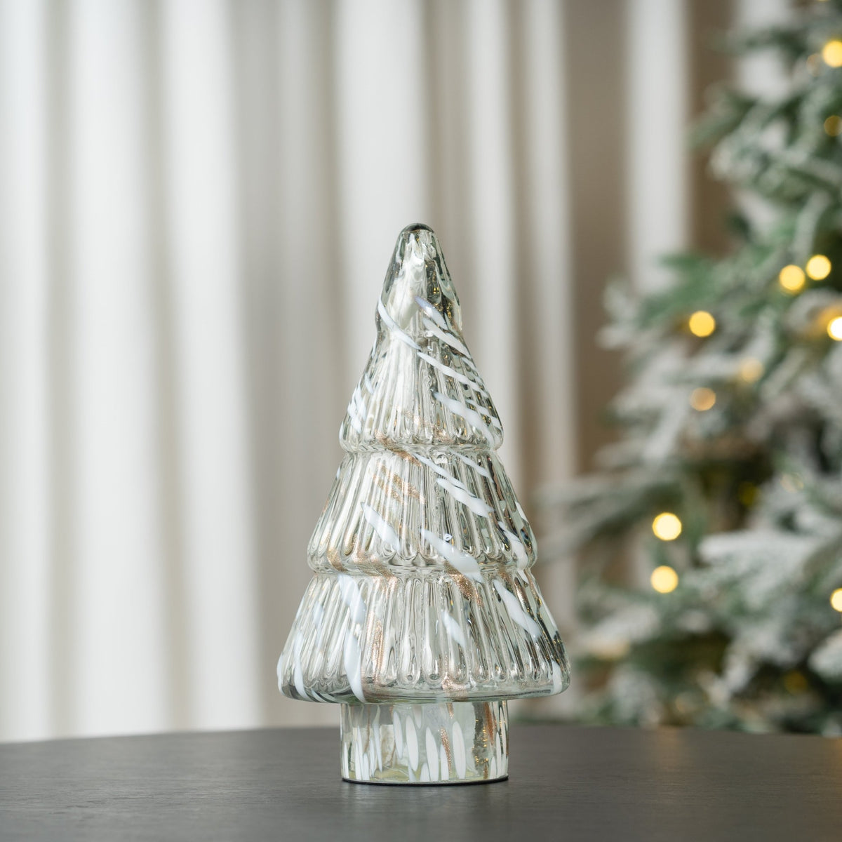 Tiger Patterned Glass Christmas Tree Tabletop