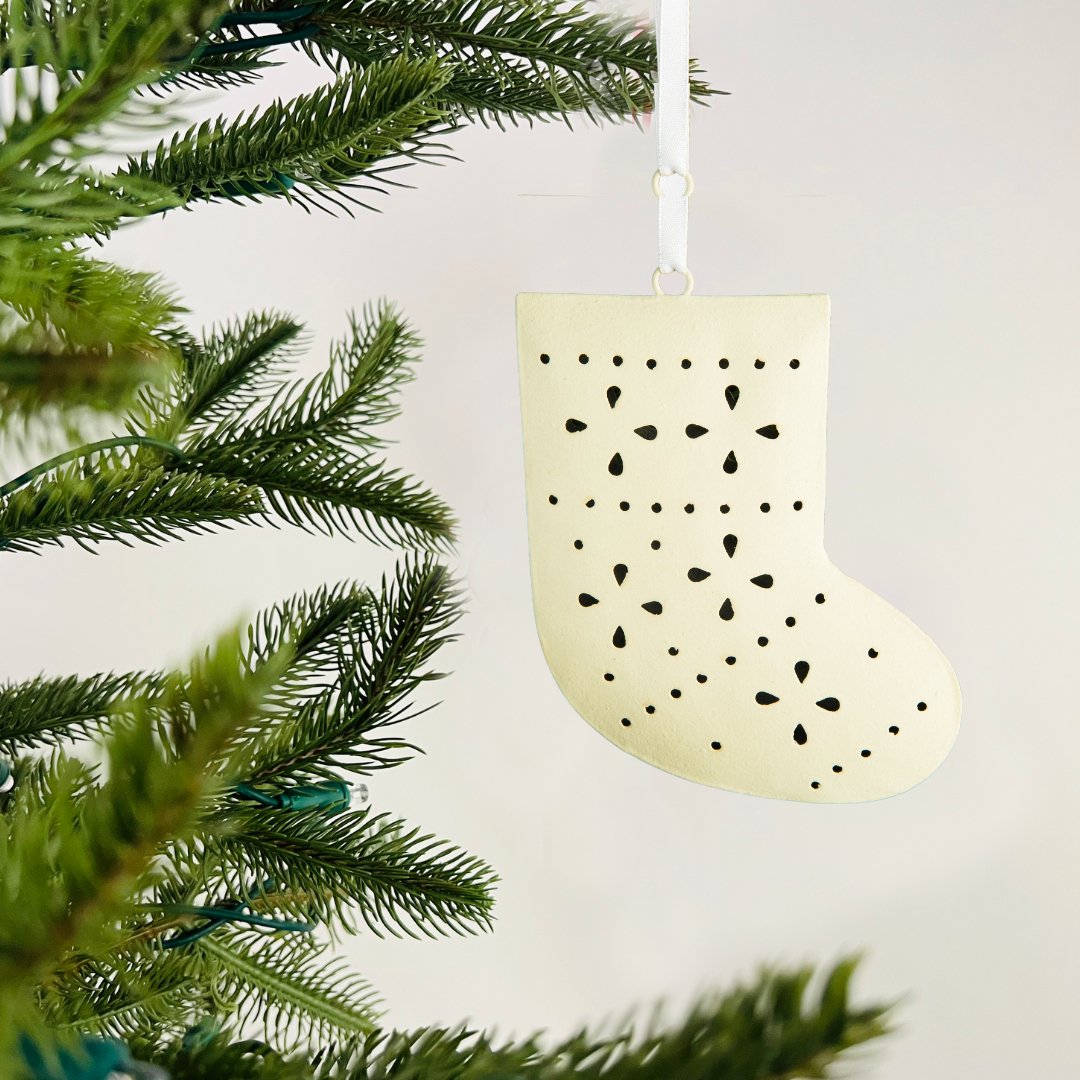 Tin Gray Stocking Ornament