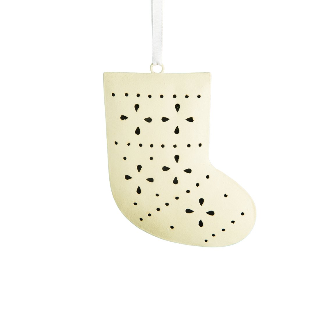 Tin Gray Stocking Ornament