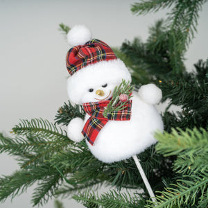 Traditional Checkered Snowman Christmas Tree Pick