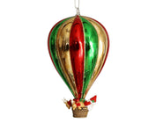 Traditional Glass Air Balloon Ornament with Santa and Reindeer - Set of 6 - ironyhome