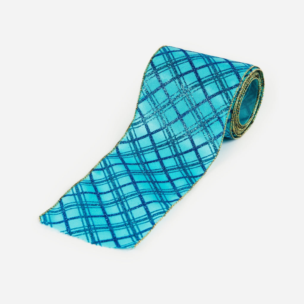 Turquoise Blue Diagonal Glitter Ribbon - Irony Home – ironyhome