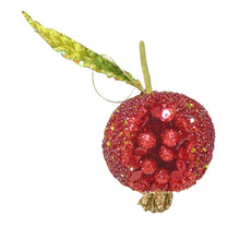 Tuscan Pomegranate Ornament with Red Glitter - Set of 4 - ironyhome