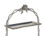 TWO TIERED STAND WITH ANTIQUE ROSE DETAILING - ironyhome