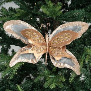 Two Tone Double Butterfly Clip-on Ornament - Set of 4 - ironyhome