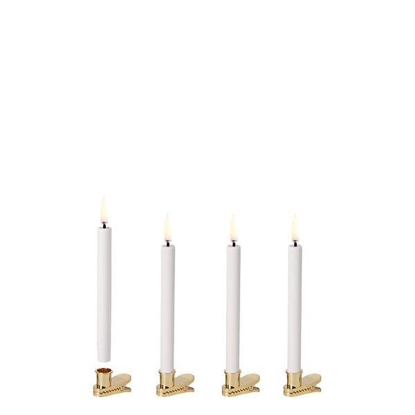 Uyuni Christmas Taper Candles with gold clips - Set of 4