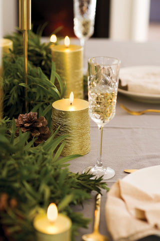 Uyuni Metallic Gold Pillar Candle - ironyhome