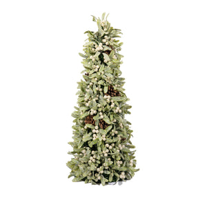 White Berry Cone Tree with Glitter mistletoe