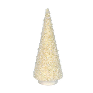 White Cone Tree Table Top with Sparkling Pearl Beads - ironyhome