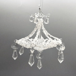 White Crystal Christmas Chandelier Ornament - Set of 4