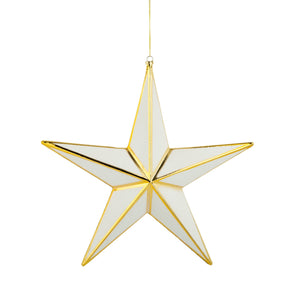 White Glitter Star Ornament with Gold Edges - Set of 6 - ironyhome