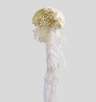 White Glittered Jellyfish with Pearl Sequins - Set of 6 - ironyhome