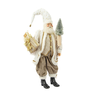 White & Gold Standing Santa Table Top - ironyhome