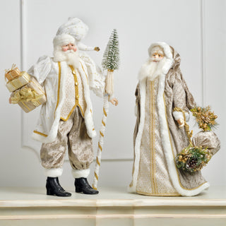 White & Gold Standing Santa Table Top - ironyhome