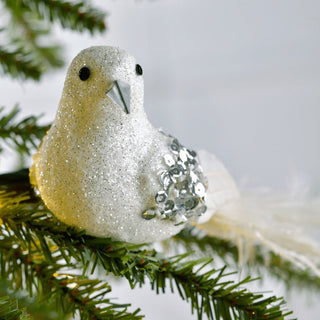 White Humming Brid Clip-On Ornament 