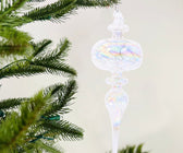 White Iridescent Glass Finial Ornament - Set of 4 - ironyhome