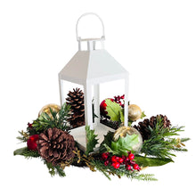White Lantern Pinecone and Holly Leaf Table Top - ironyhome