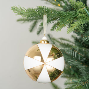 White & Mirrored Gold Glass Ball Ornament - Set of 6