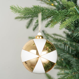 White & Mirrored Gold Glass Ball Ornament - Set of 6 - ironyhome