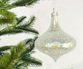 White Onion Ornament with Sugar Bead Detailing - Set of 4 - ironyhome