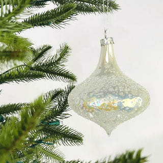 White Onion Ornament with Sugar Bead Detailing - Set of 4 - ironyhome