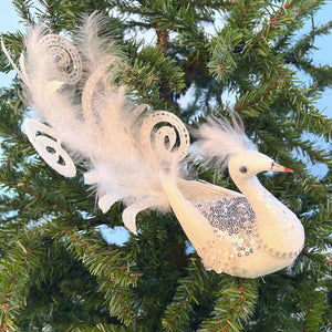 White Peacock Clip-On Ornament - Set of 4 - ironyhome