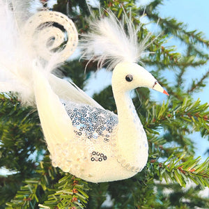White Peacock Clip-On Ornament - Set of 4 - ironyhome