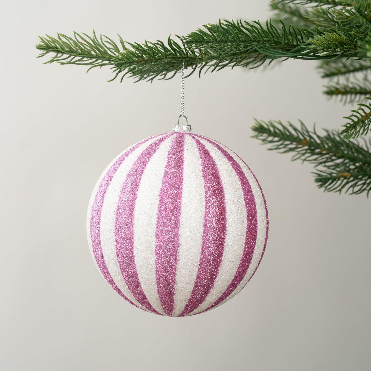 White & Pink Festive Candy Ball Ornament