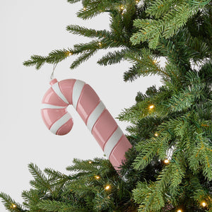 White & Pink Striped Candy Cane - Set of 4