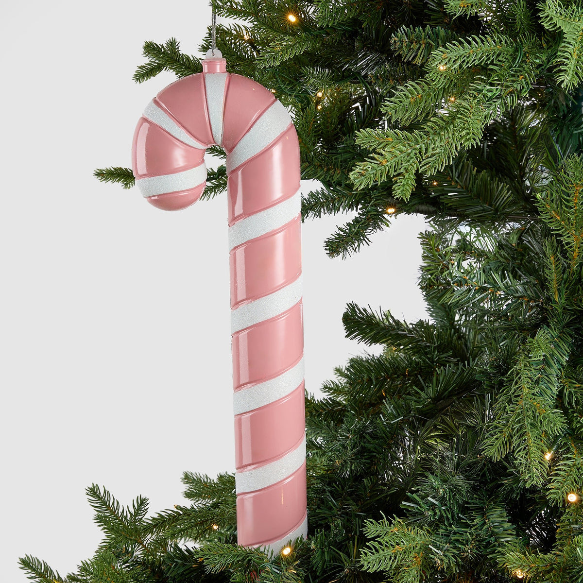 White & Pink Striped Candy Cane - Set of 4