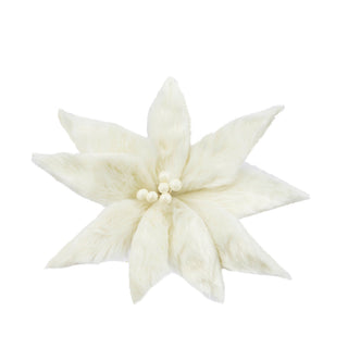 White Poinsettia Flower Clip-on Ornament - Set of 6 - ironyhome