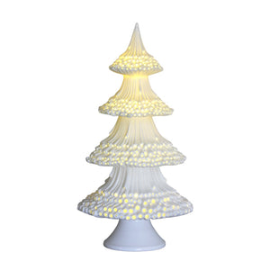 White Porcelain Christmas Tree Table Top with LED Lights