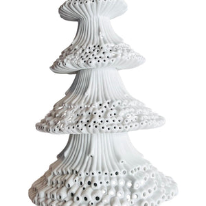 White Porcelain Christmas Tree Table Top with LED Lights