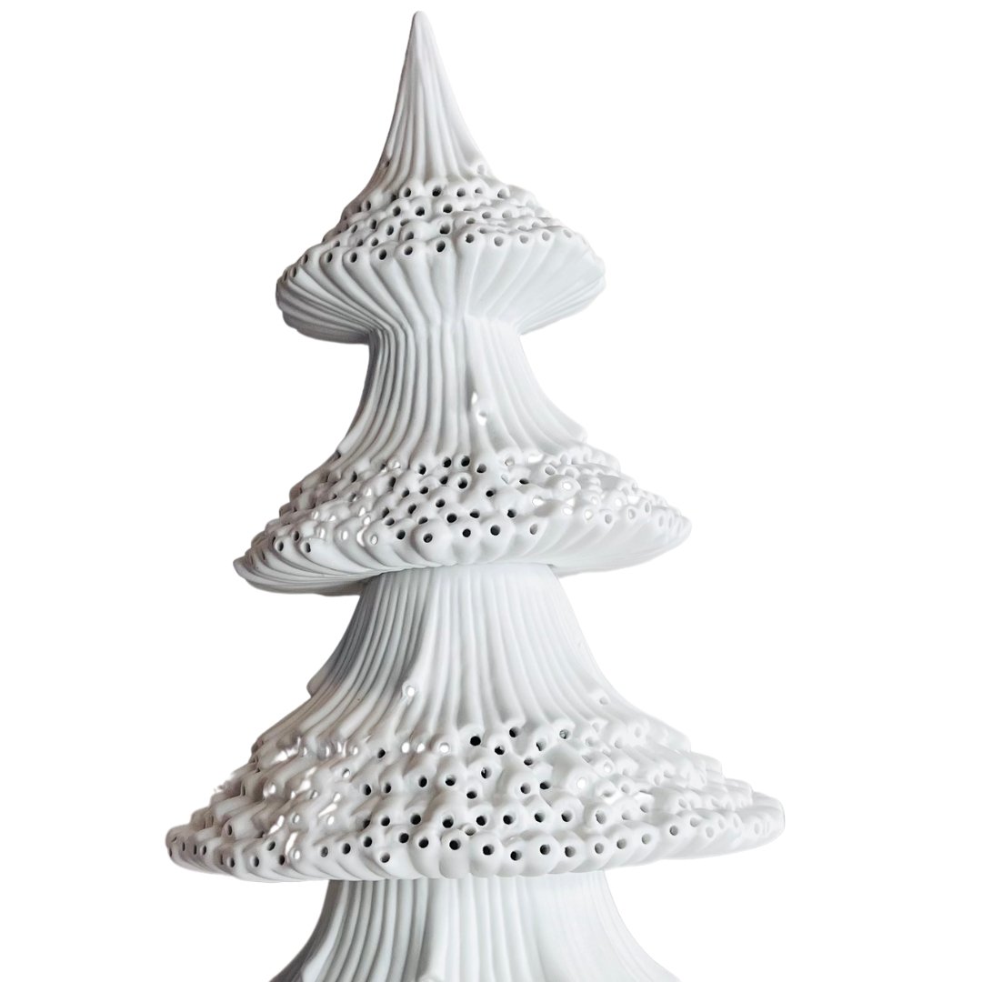 White Porcelain Christmas Tree Table Top with LED Lights